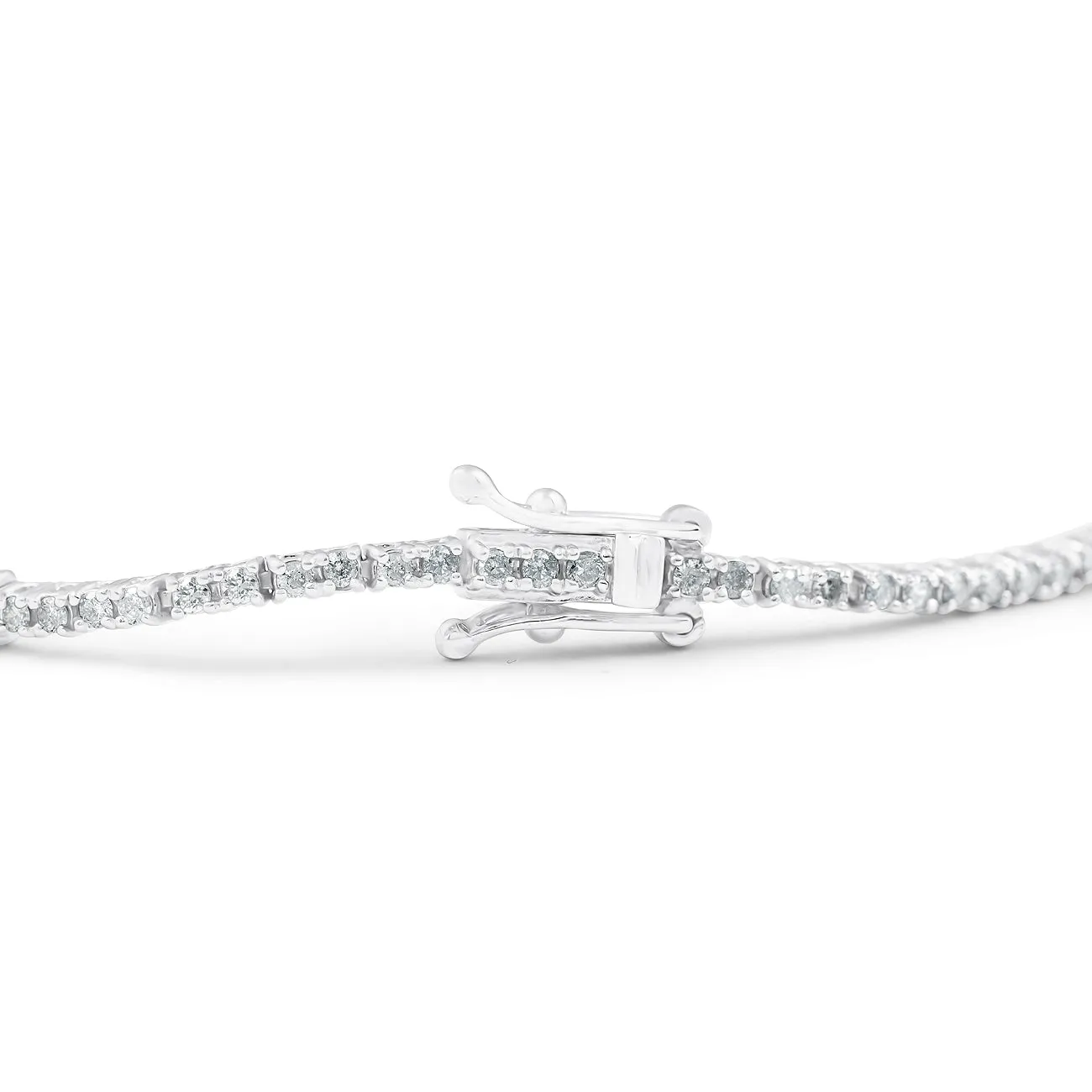 1 1/10 Ct Diamond & Genuine Blue Sapphire Tennis Bracelet 14k White Gold 7"