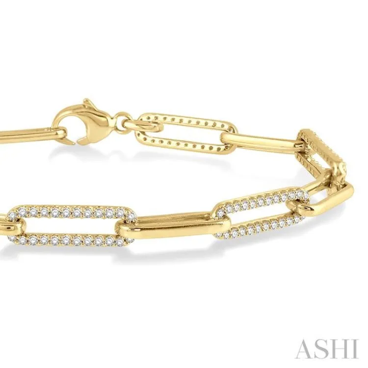 1 ctw Round Cut Diamond Paper Clip Bracelet in 14K Yellow Gold