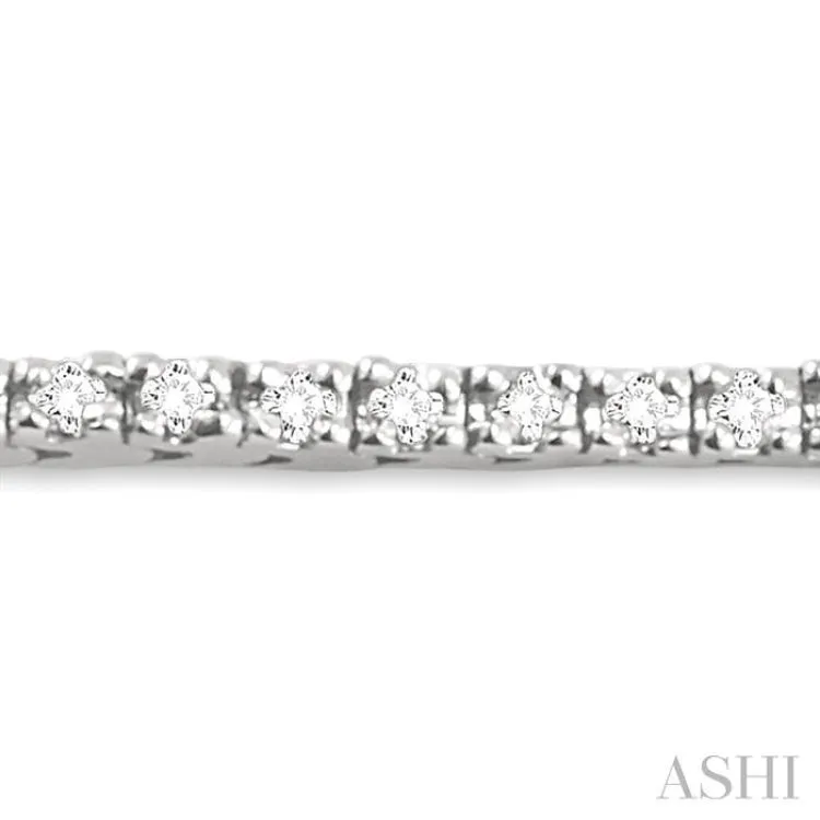 1 Ctw Square Shape Round Cut Diamond Tennis Bracelet in 14K White Gold