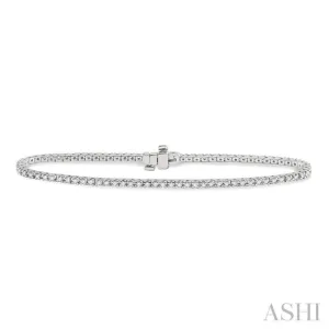 1 Ctw Square Shape Round Cut Diamond Tennis Bracelet in 14K White Gold