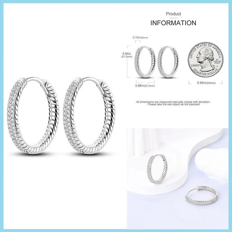 100% 925 Sterling Silver Rose Gold Heart Geometric Pave CZ Hoop Earrings For Women Wedding Engagement Birthday Jewelry Gift 2024