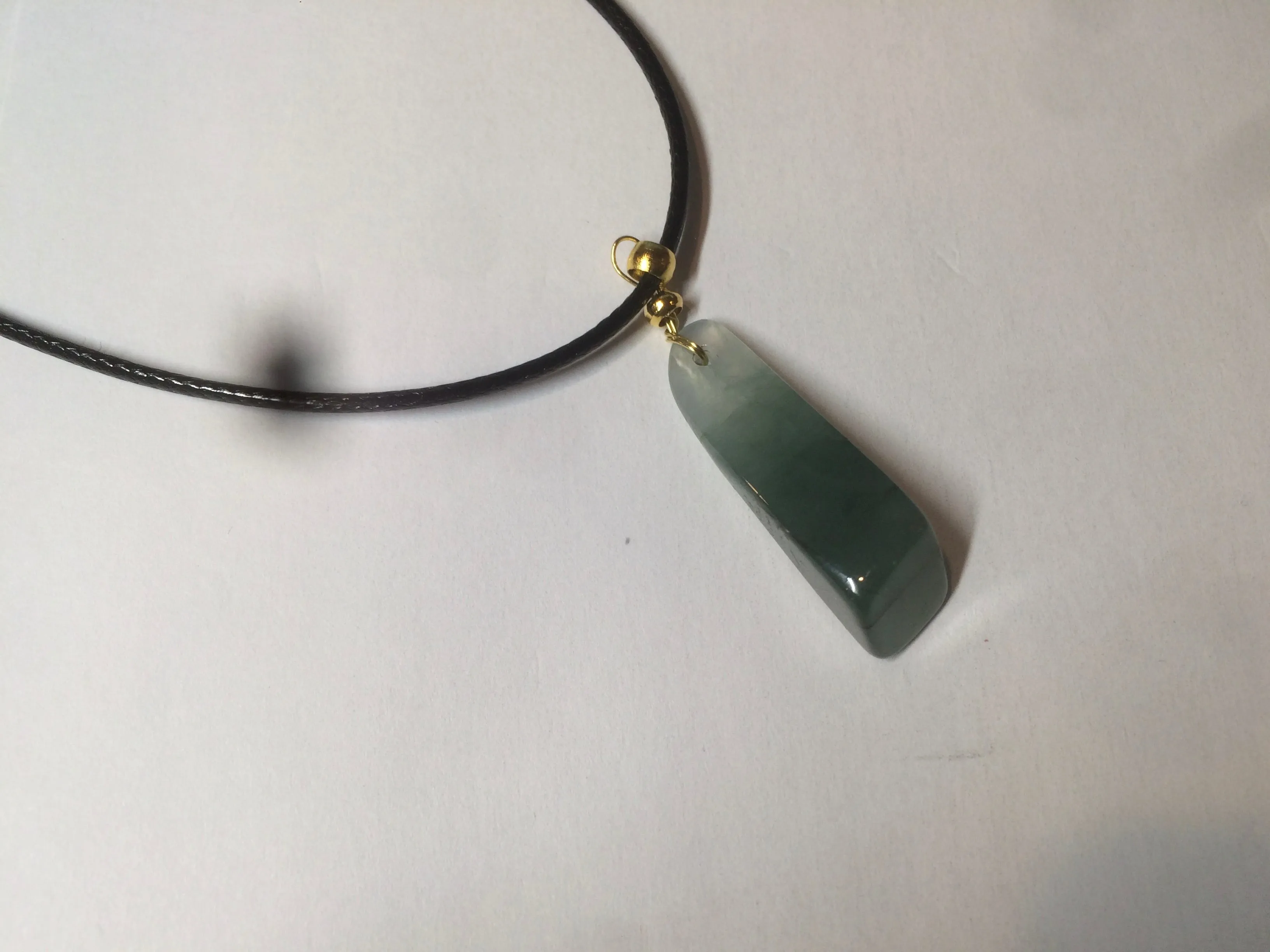 100% Natural icy watery dark green triangular prism jadeite Jade pendant necklace S43