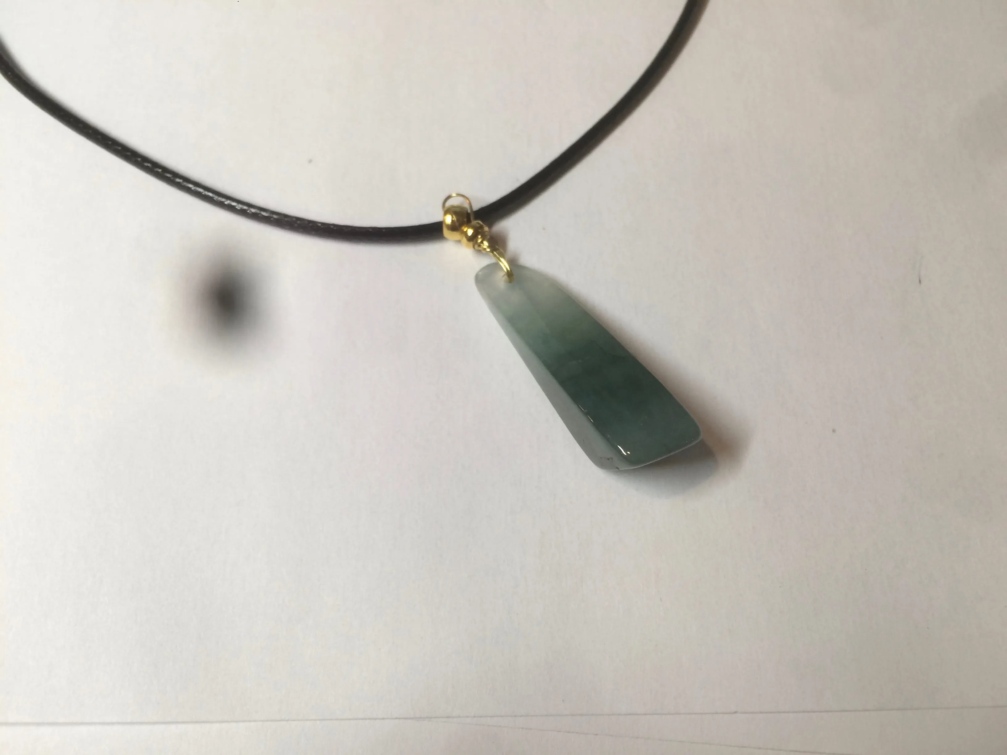 100% Natural icy watery dark green triangular prism jadeite Jade pendant necklace S43