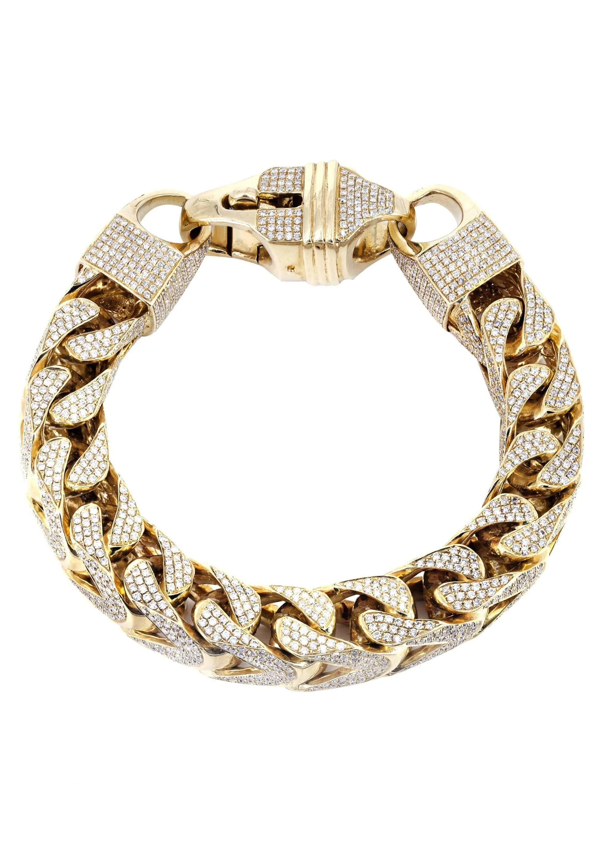 10K Diamond Franco Bracelet | 28.8 Carats | 14 mm Width