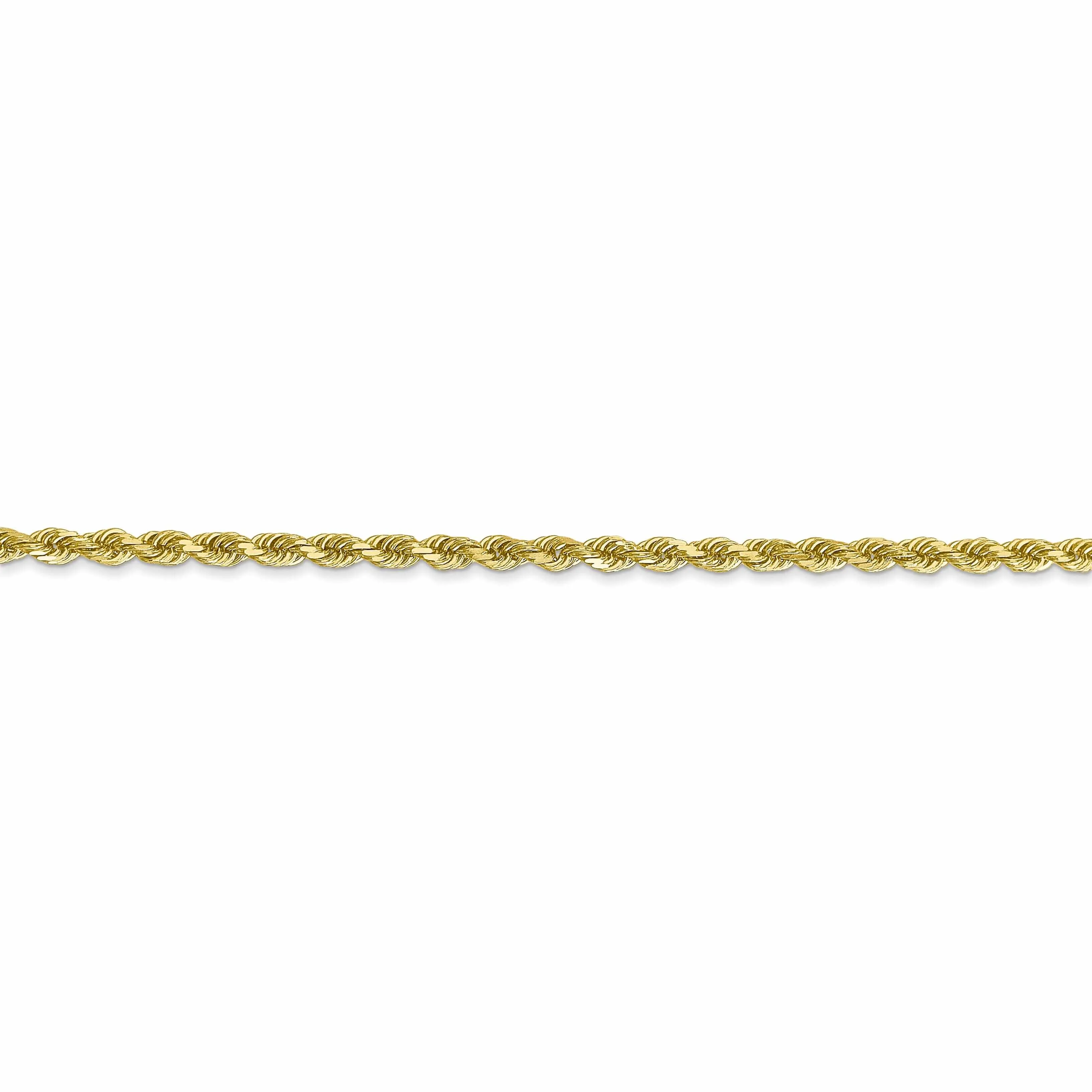 10k Yellow Gold Diamond Cut Rope Bracelet 2.5MM