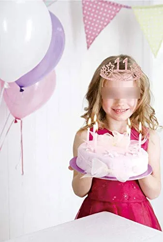 11th Birthday Gifts for Girl, 11th Birthday Tiara and Sash Pink, Happy 11th Birthday Party