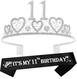 11th Birthday Sash,11th Birthday Tiara,11th Birthday Decorations for Her,11th Birthday