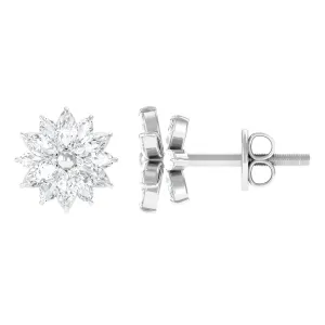 1/2 CT Marquise Zircon Flower Stud Earrings in Gold