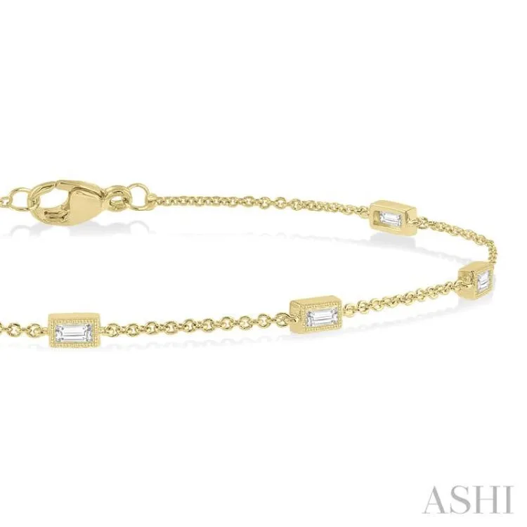 1/4 ctw Baguette Diamond Station Bracelet in 10K Yellow Gold