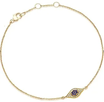 14k Gold 0.09Ct Sapphire, 0.12Ct Diamond Eye Bracelet, available in White and Yellow Gold