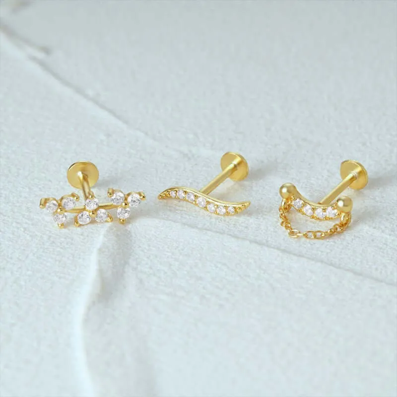 14k Gold Dainty Olive Leaf Flat Back Earrings