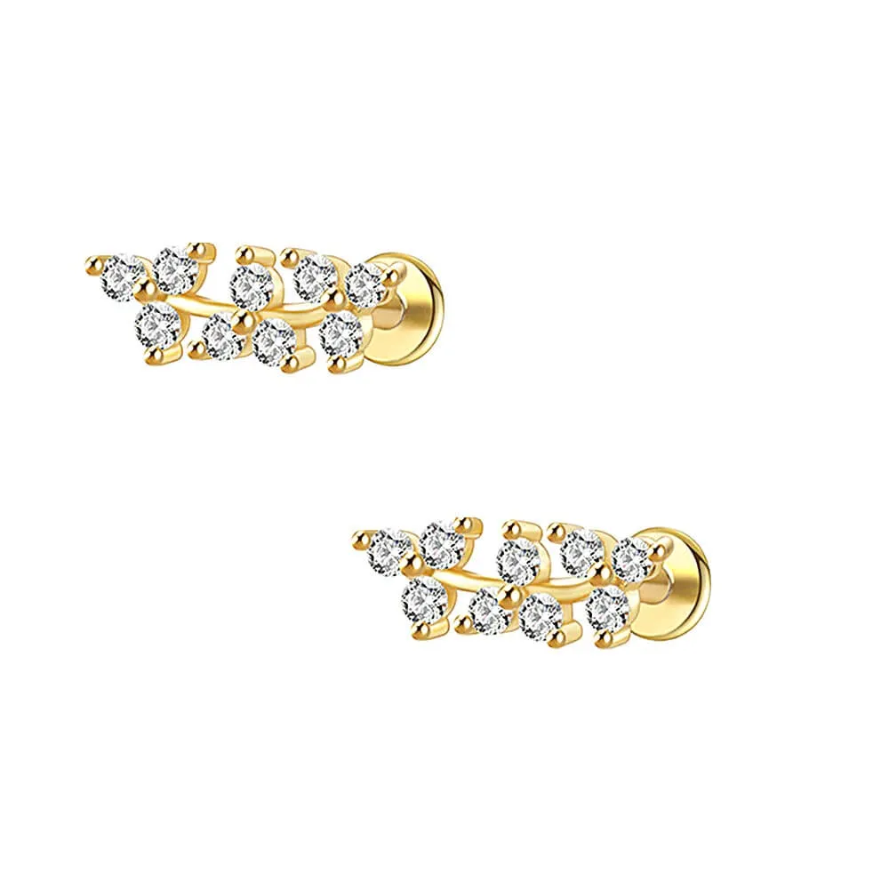 14k Gold Dainty Olive Leaf Flat Back Earrings