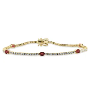 14K Gold Diamond & Ruby Bracelet