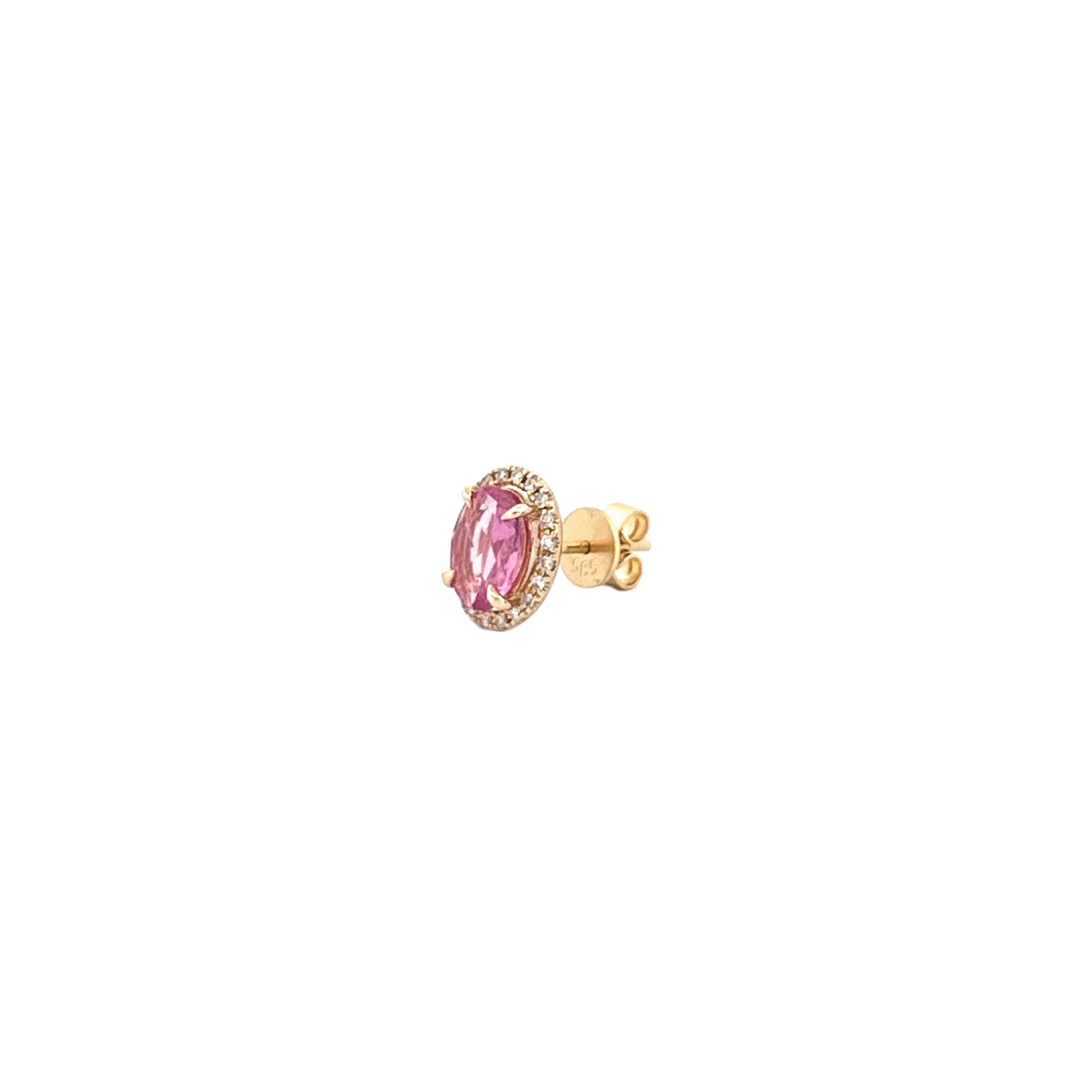 14K Gold Pink Sapphire Stud Earrings