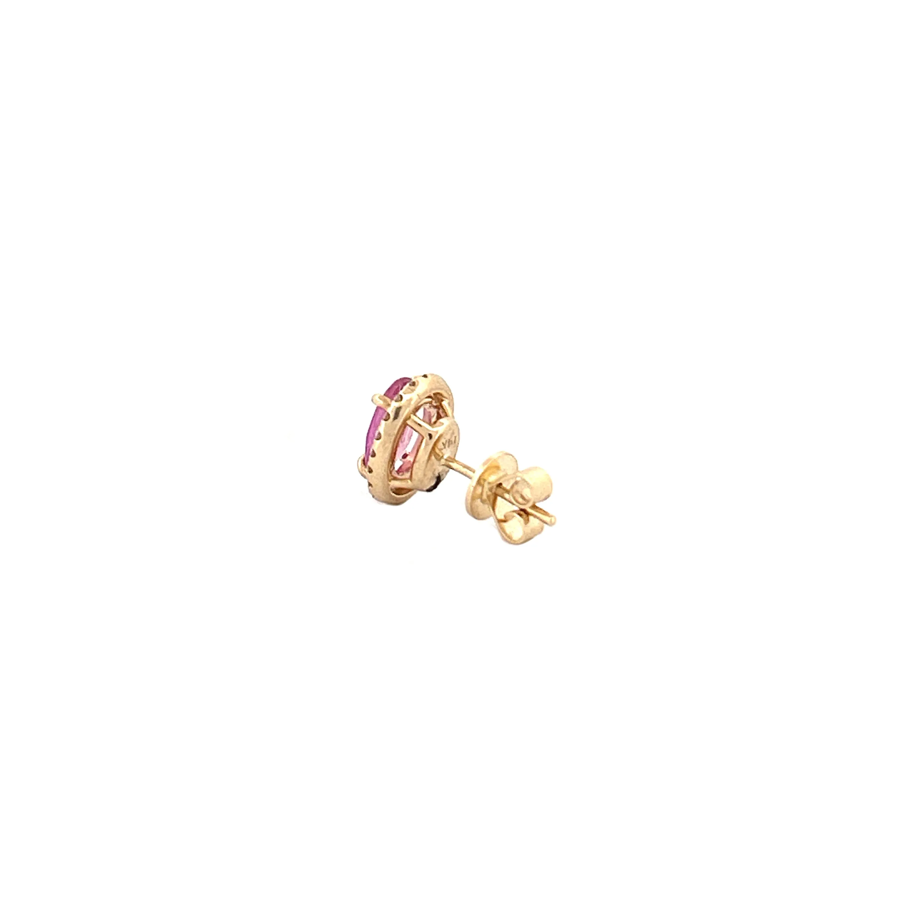 14K Gold Pink Sapphire Stud Earrings