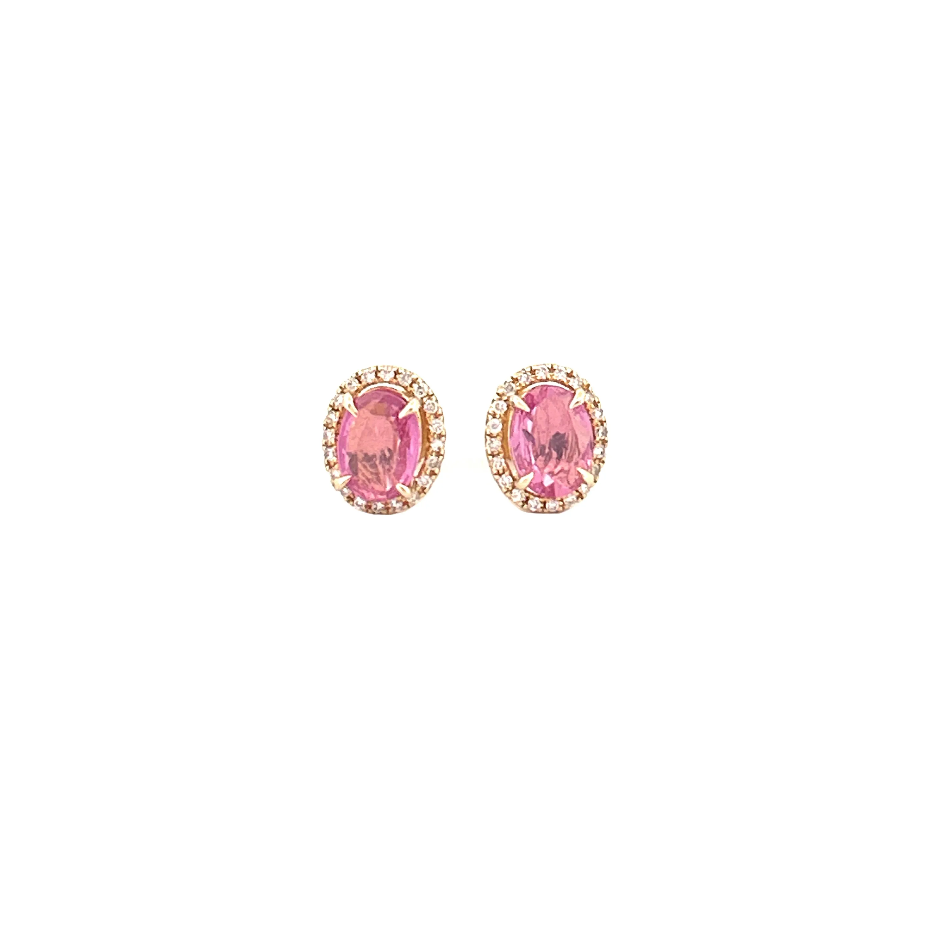 14K Gold Pink Sapphire Stud Earrings