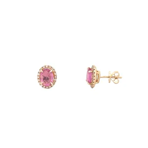 14K Gold Pink Sapphire Stud Earrings