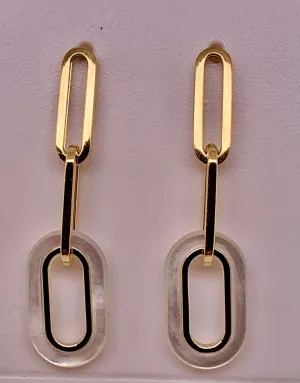 14K Mother of Pearl Paper Clip Earrings