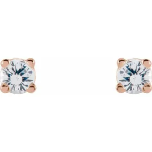 14K Rose 2.5 mm Natural White Sapphire Stud Earrings with Friction Post