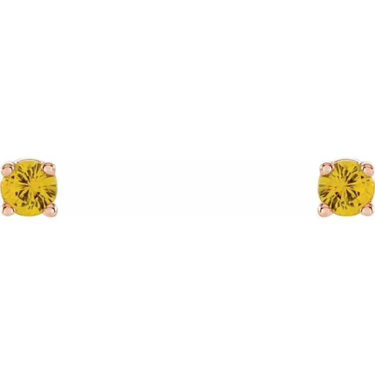 14K Rose 2.5 mm Natural Yellow Sapphire Stud Earrings