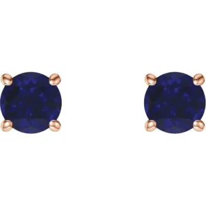 14K Rose 5 mm Lab-Grown Blue Sapphire Stud Earrings with Friction Post