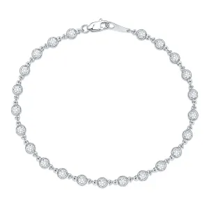 14K White Gold Diamond Bezel Set Diamond Bracelet