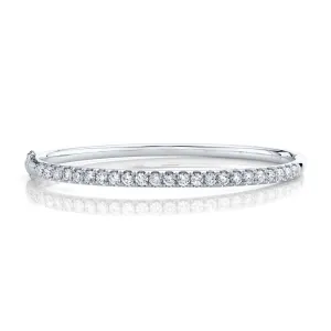 14K White Gold Diamond Clasped Bangle