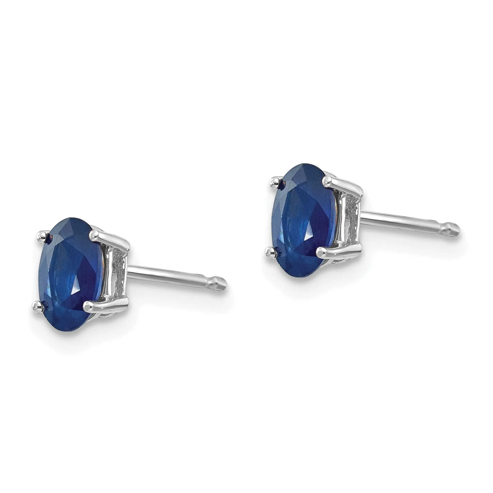 14k White Gold Oval Sapphire Earrings