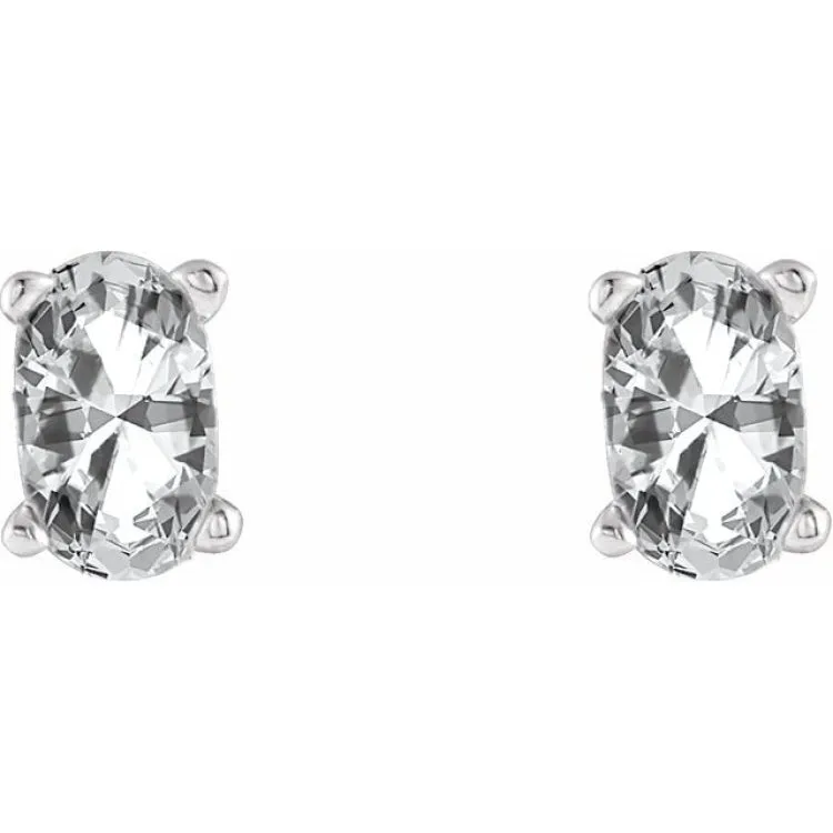 14K White Natural White Sapphire Earrings