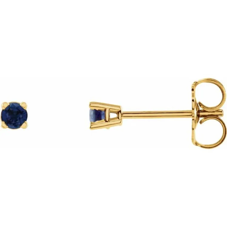 14K Yellow 2.5 mm Lab-Grown Blue Sapphire Stud Earrings