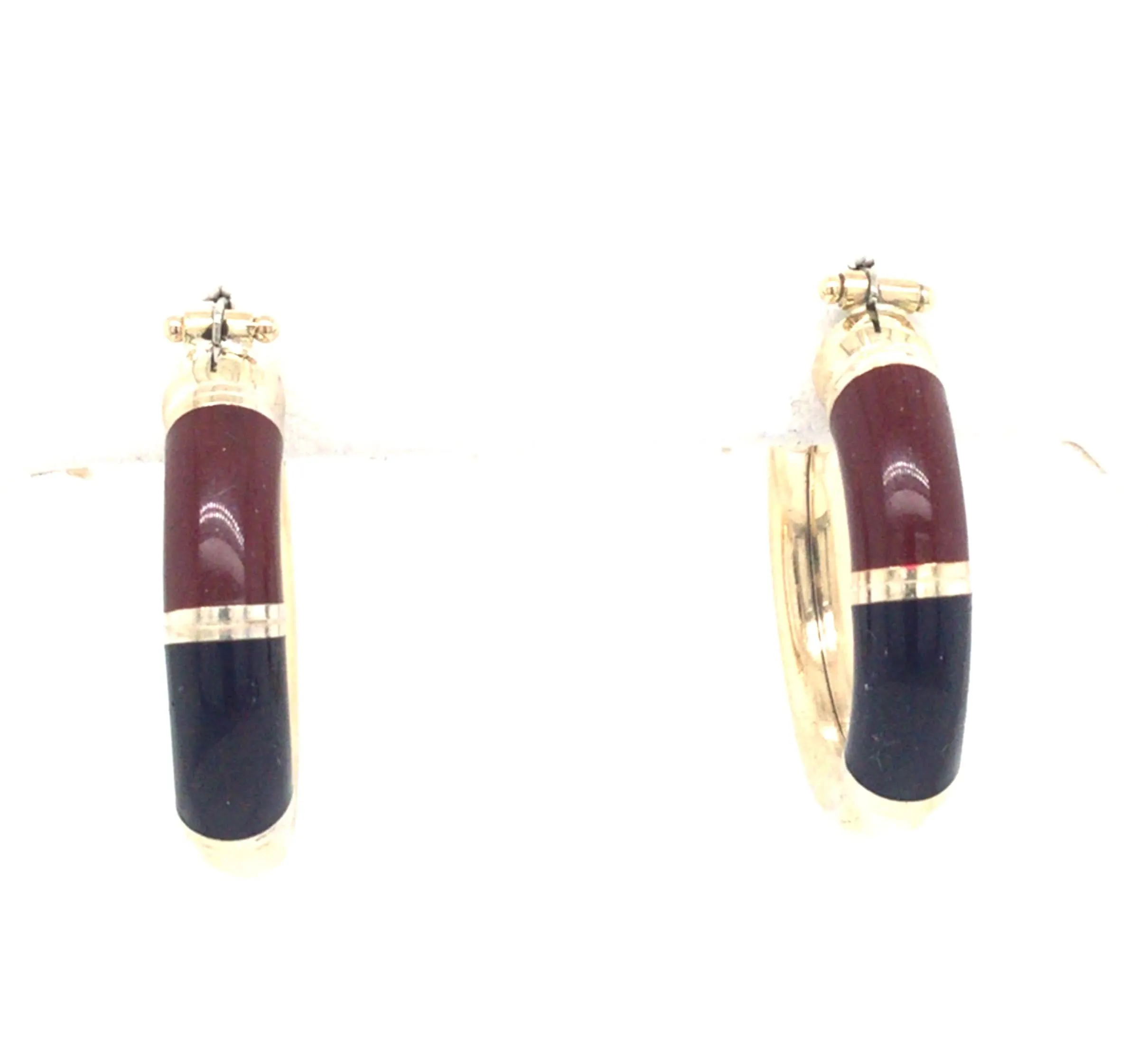 14K Yellow and Enamel Hoop Earrings