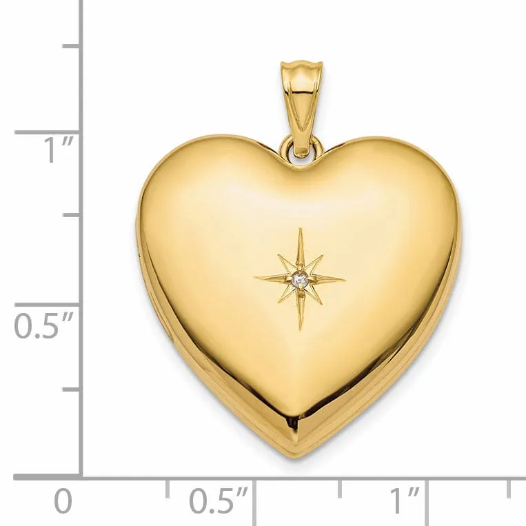 14k Yellow Gold Ash Star Design Heart Locket