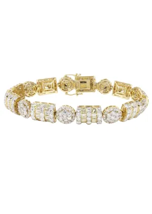 14K Yellow Gold Cluster Diamond Bracelet | 33.97 Grams | 21.15 Carats