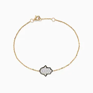 14K Yellow Gold Diamond Hamsa Bracelet