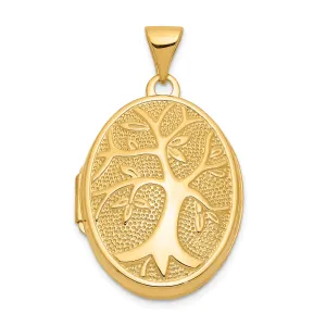 14k Yellow Gold Oval Tree Locket