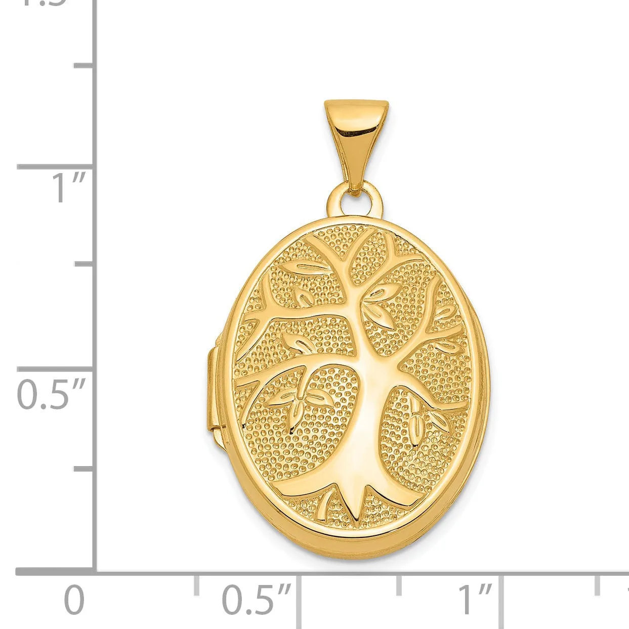 14k Yellow Gold Oval Tree Locket