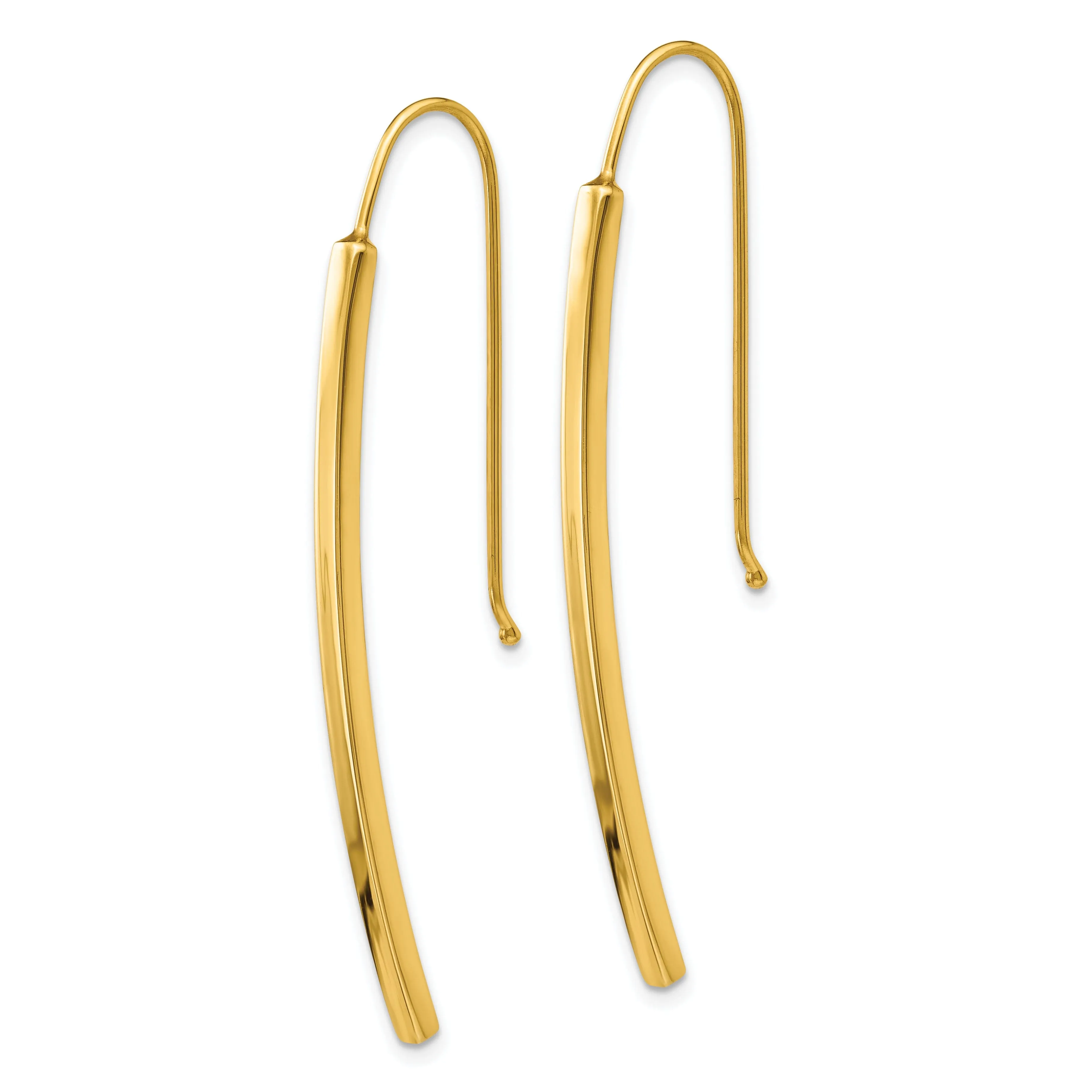 14k Yellow Gold Polished Dangle Bar Earrings