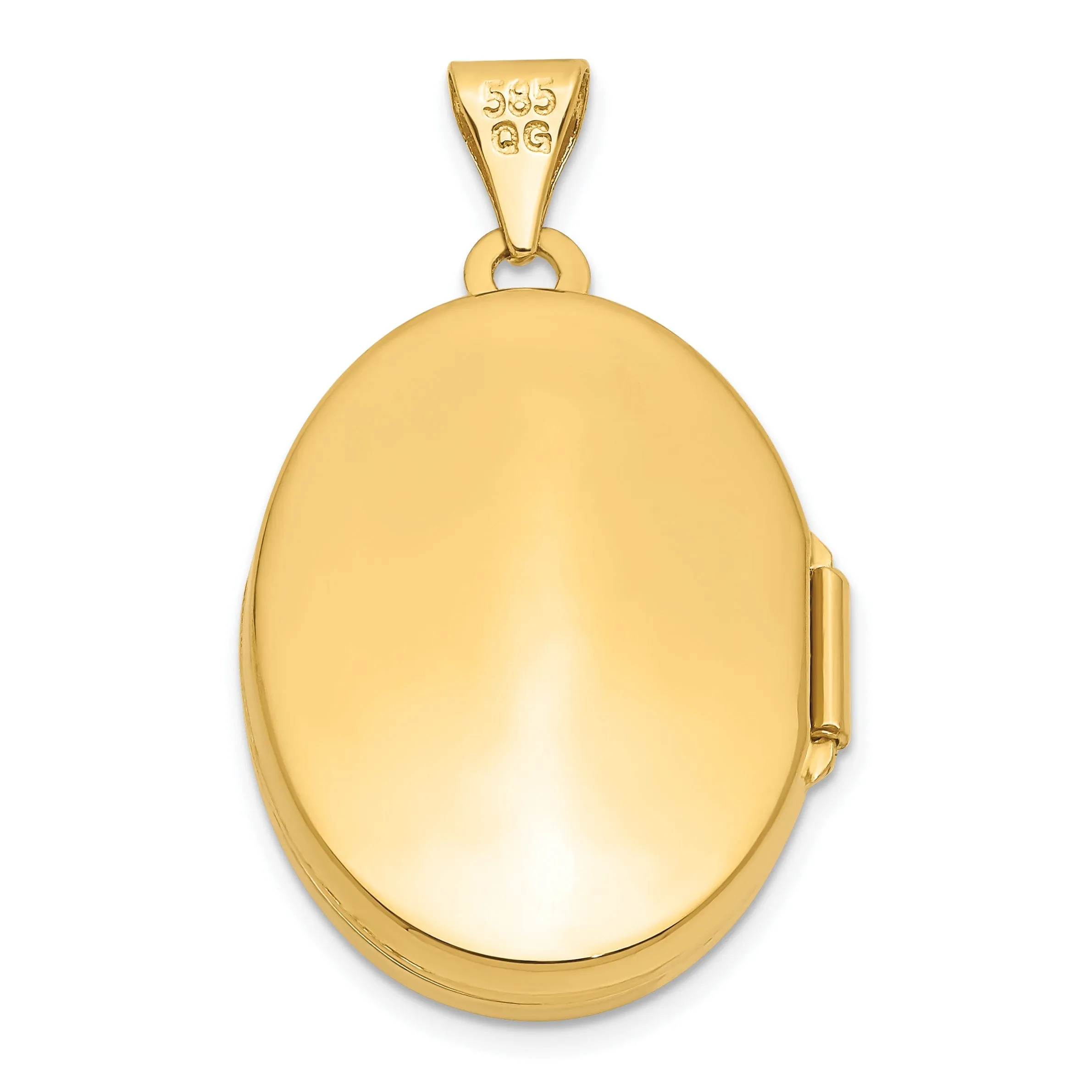 14k Yellow Gold Polished Oval Locket Pendant