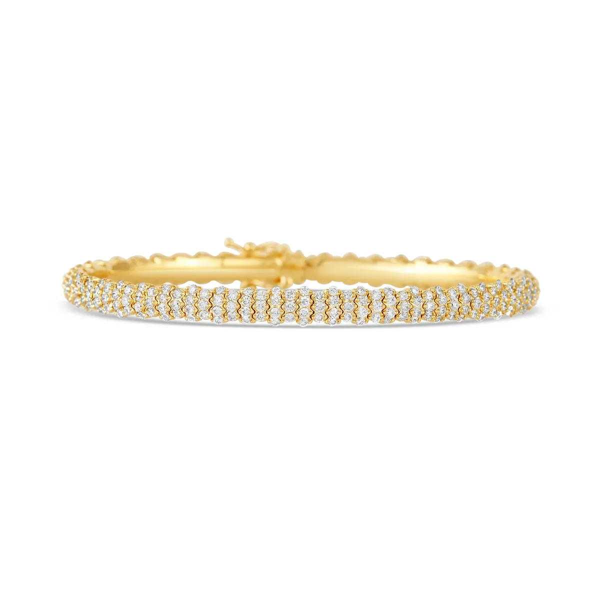 14K Yellow Gold Wide Flexible Clasped Diamond Eternity Bracelet