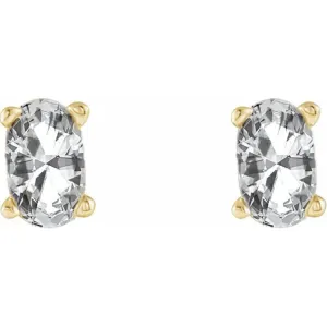 14K Yellow Natural White Sapphire Earrings