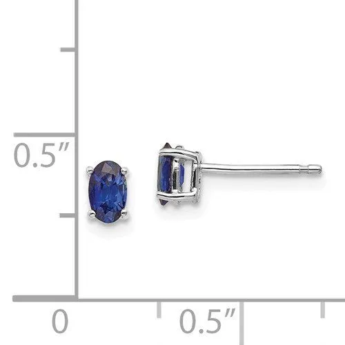 14KT GOLD 0.70 CTW OVAL BLUE SAPPHIRE STUD EARRINGS