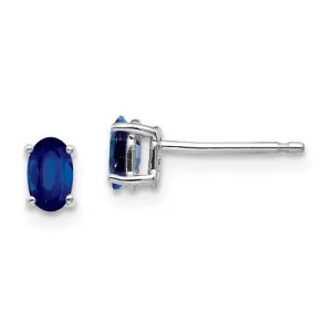 14KT GOLD 0.70 CTW OVAL BLUE SAPPHIRE STUD EARRINGS