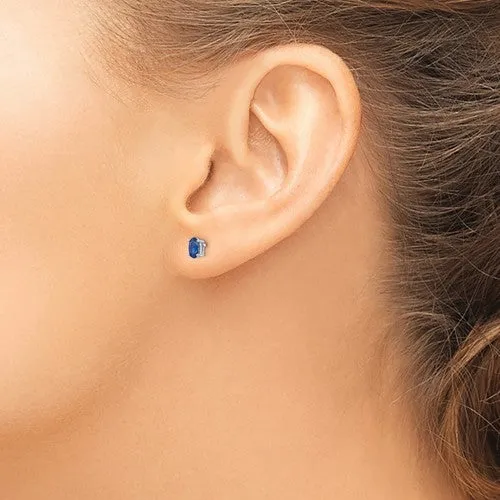 14KT GOLD 0.70 CTW OVAL BLUE SAPPHIRE STUD EARRINGS