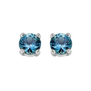 14kt White Gold 3mm Medium Blue Montana Sapphire Stud Earrings