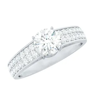 1.50 CT Moissanite Solitaire Engagement Ring with Side Stones