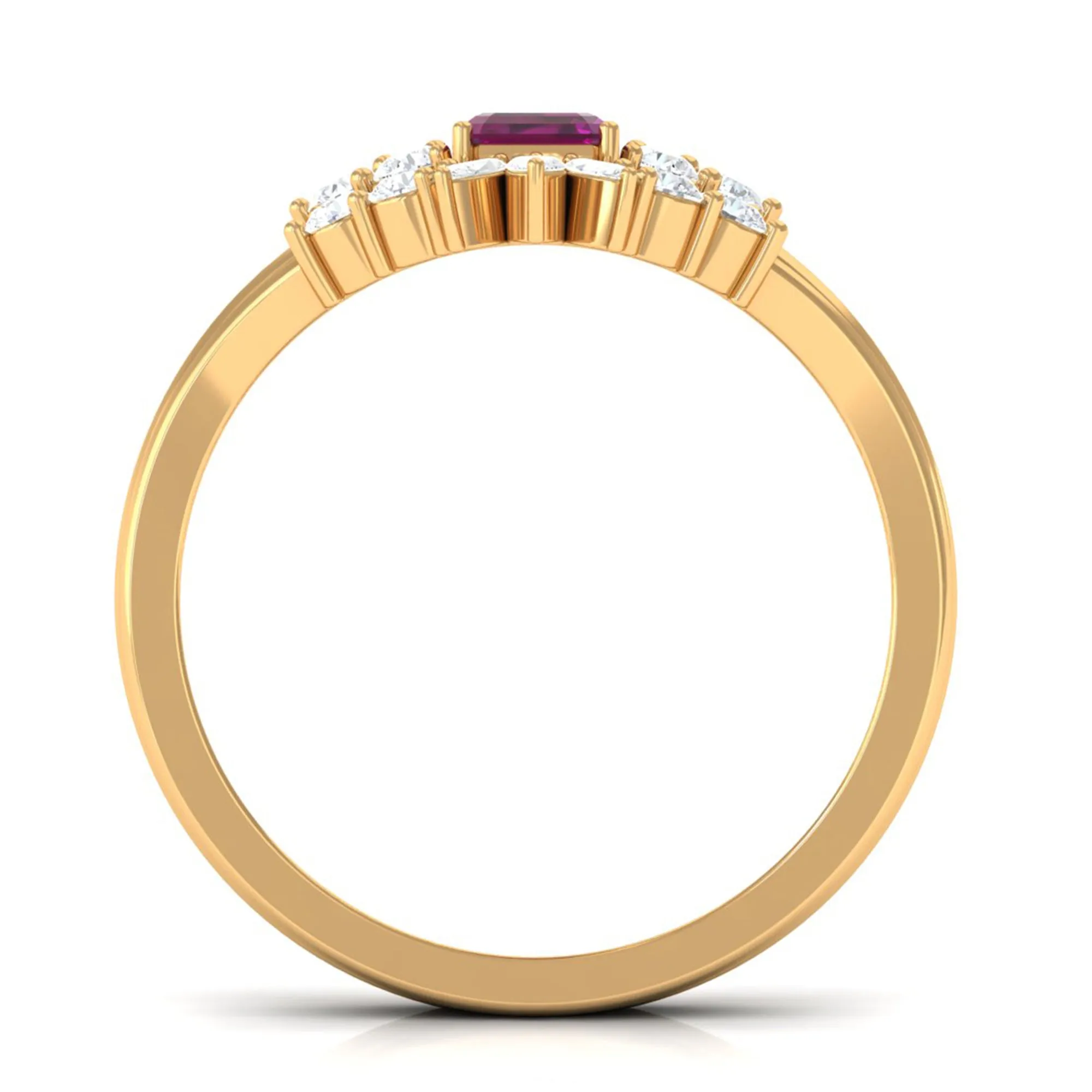 1.50 CT Solitaire Rhodolite and Diamond Wedding Ring Set