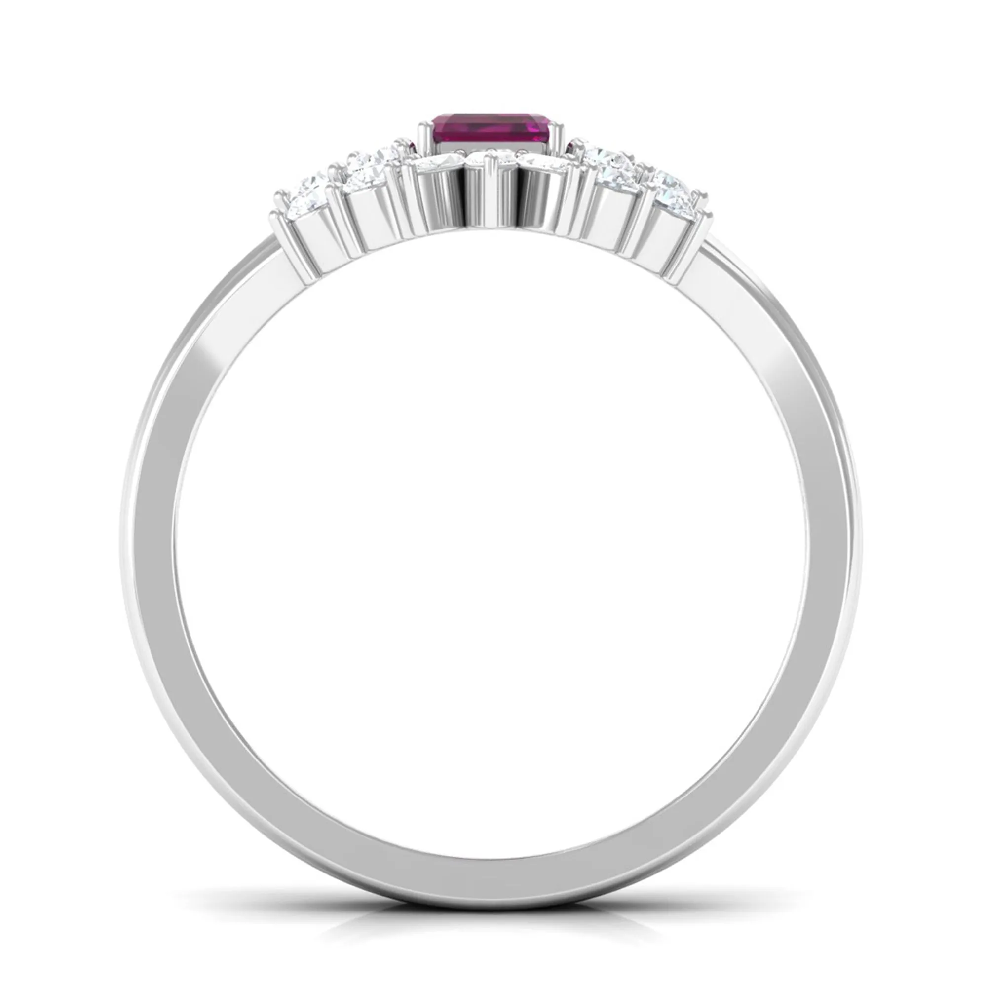 1.50 CT Solitaire Rhodolite and Diamond Wedding Ring Set