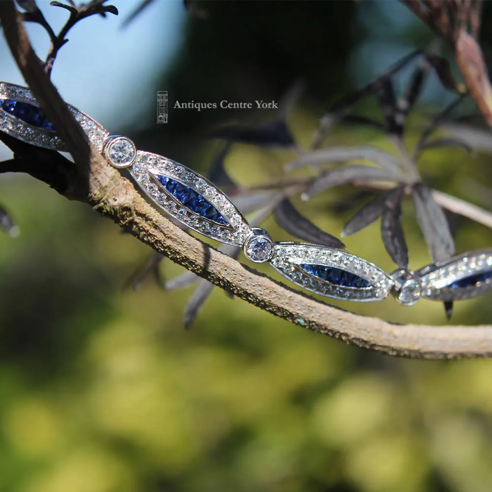 18ct White Gold Sapphire & Diamond Bracelet