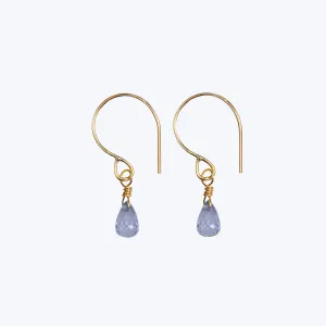 18K Gold Blue Sapphire Drop Hook Earrings