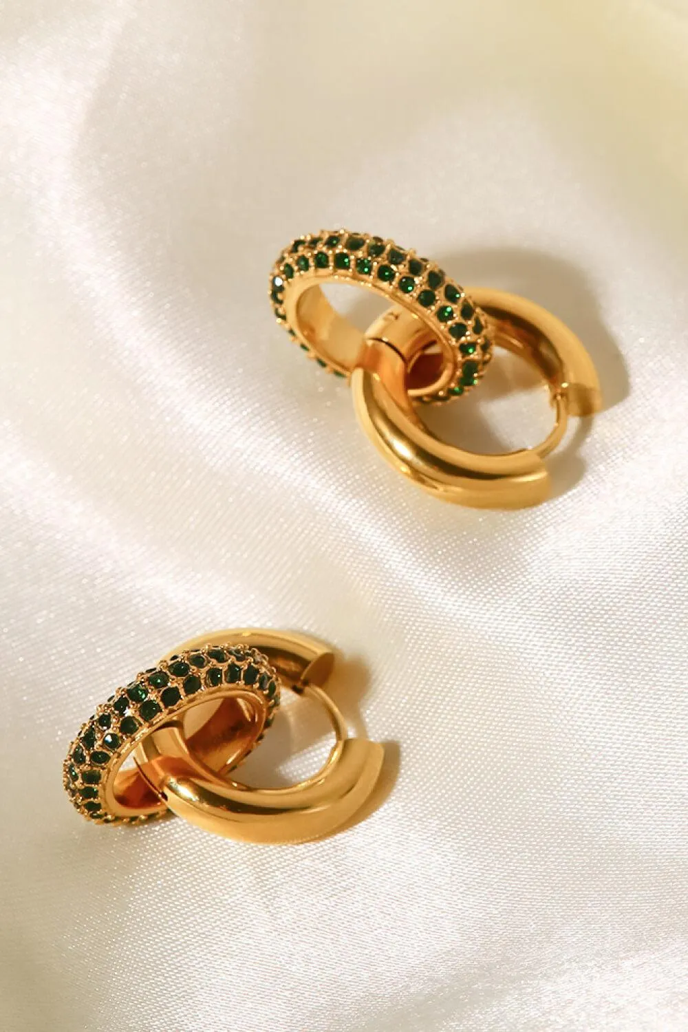 18K Gold-Plated Inlaid Zircon Double-Hoop Earrings